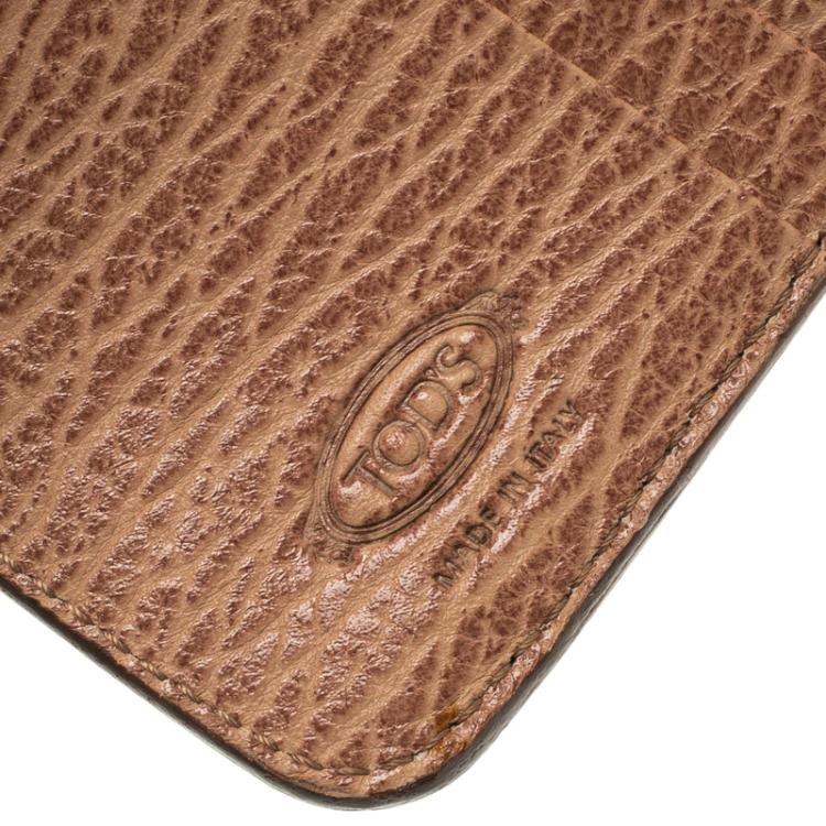Pre Owned Tod's Brown Tetured Leather Compact Wallet 