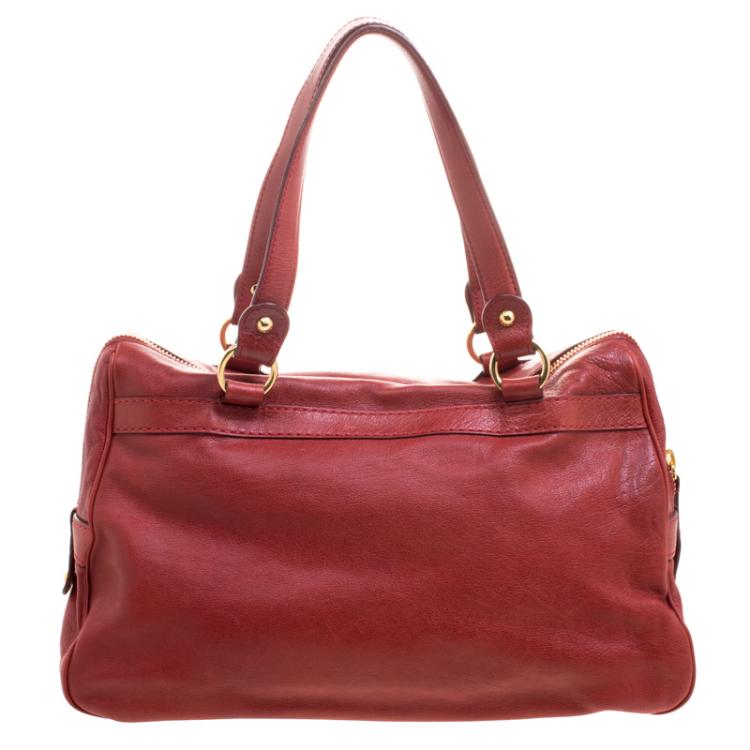 Pre Owned Tod’s Red Leather Took Tracolla Media Satchel