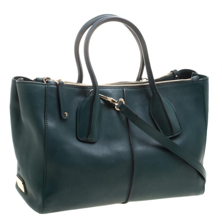 Pre Owned Tod's Dark Green Leather D-Styling Shopper Tote