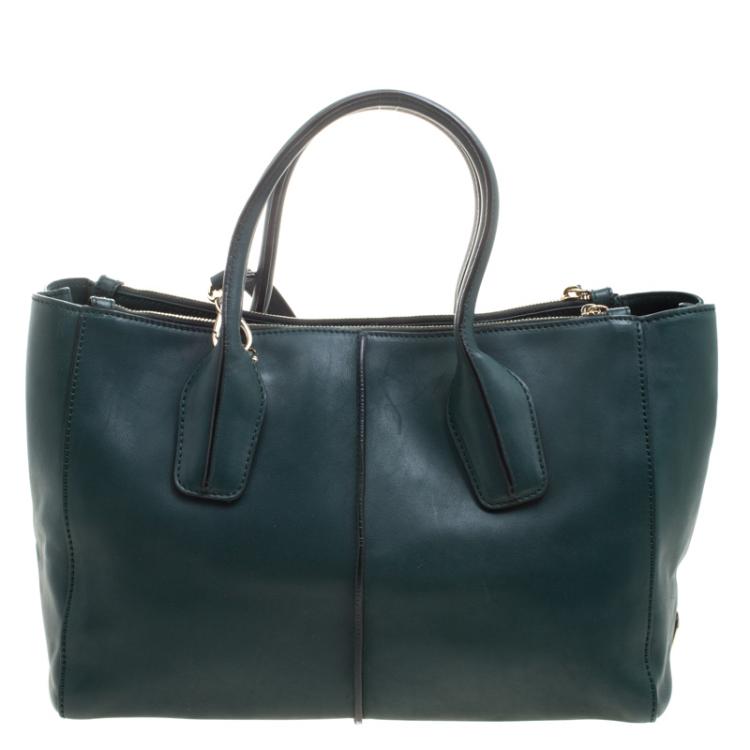 Pre Owned Tod's Dark Green Leather D-Styling Shopper Tote