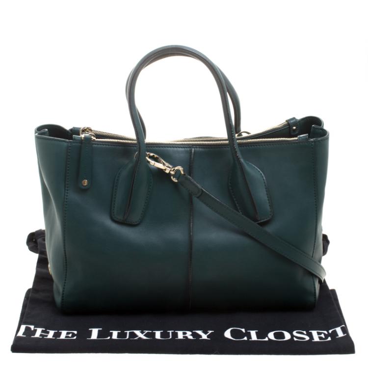 Pre Owned Tod's Dark Green Leather D-Styling Shopper Tote
