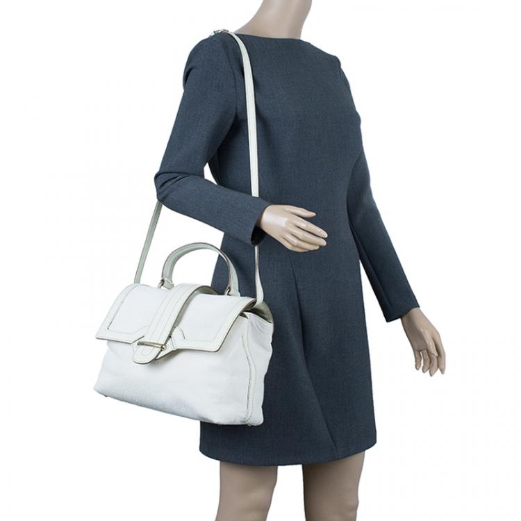 Pre Owned Tod’s White Pony Hair Passante Patta Media Shoulder Bag
