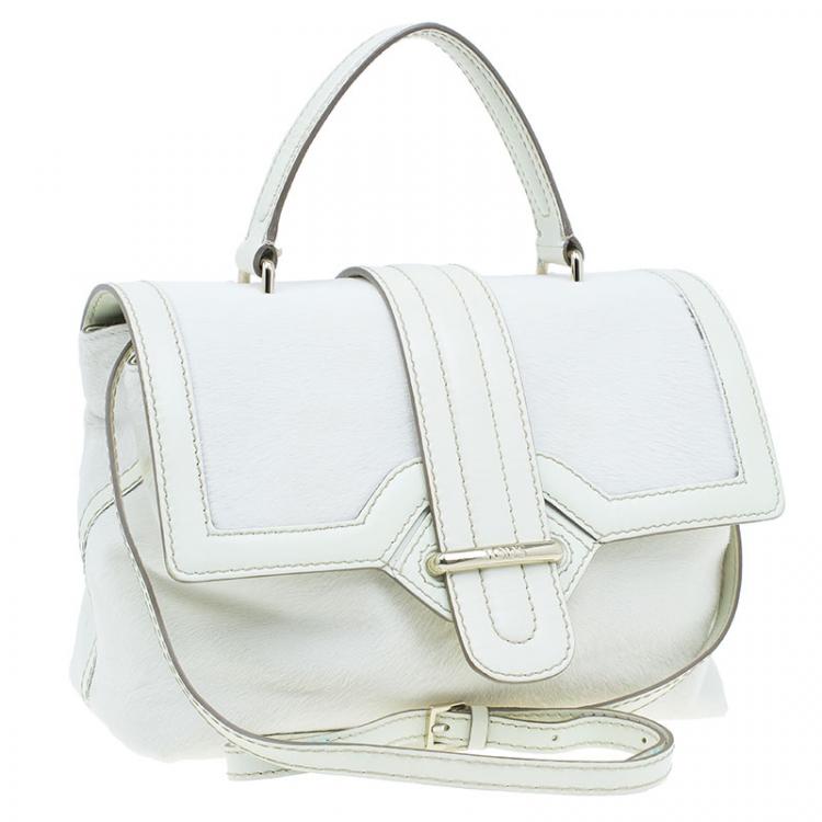 Pre Owned Tod’s White Pony Hair Passante Patta Media Shoulder Bag