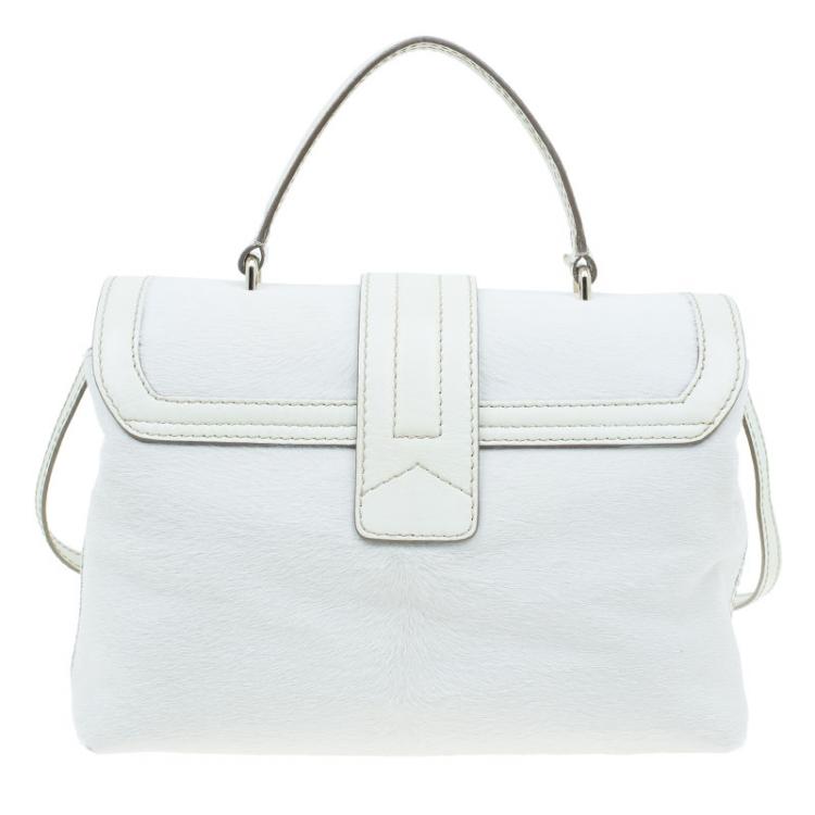 Pre Owned Tod’s White Pony Hair Passante Patta Media Shoulder Bag