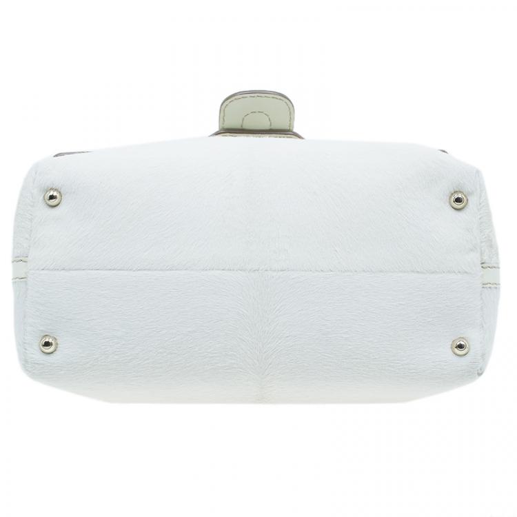 Pre Owned Tod’s White Pony Hair Passante Patta Media Shoulder Bag