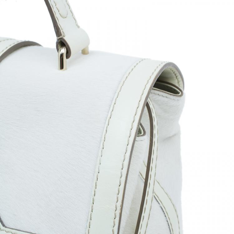 Pre Owned Tod’s White Pony Hair Passante Patta Media Shoulder Bag