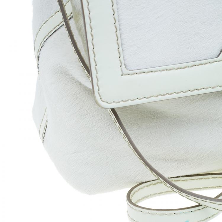 Pre Owned Tod’s White Pony Hair Passante Patta Media Shoulder Bag
