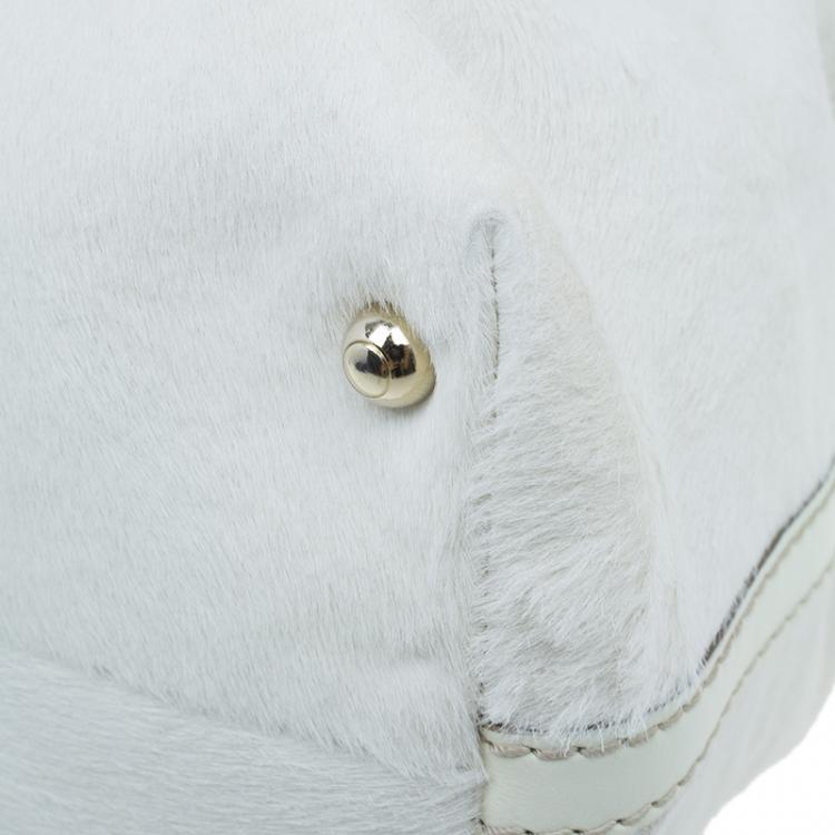 Pre Owned Tod’s White Pony Hair Passante Patta Media Shoulder Bag