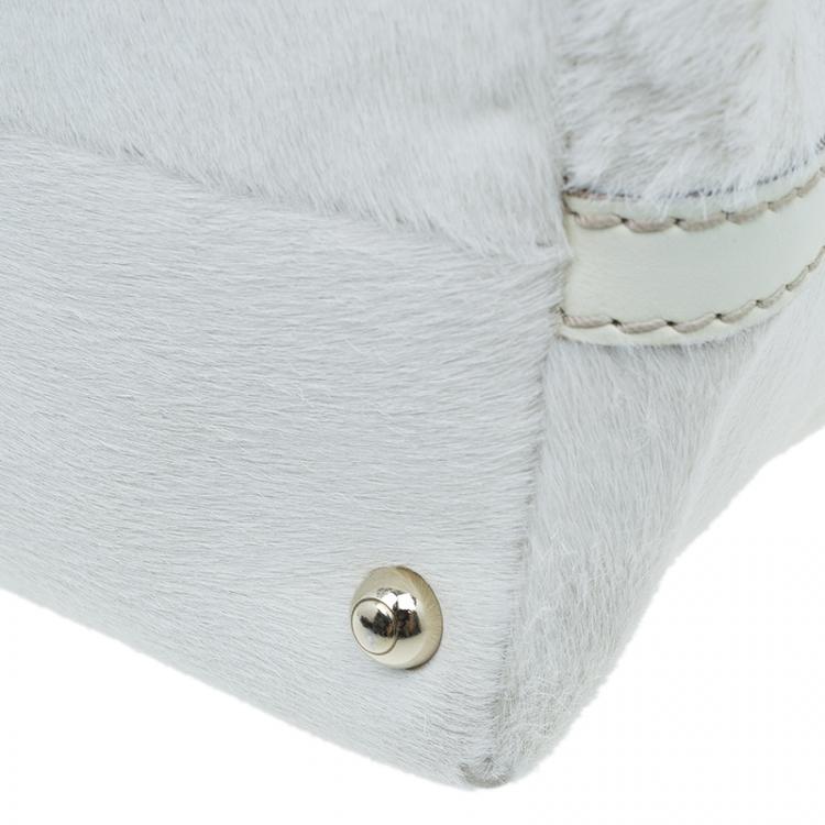 Pre Owned Tod’s White Pony Hair Passante Patta Media Shoulder Bag