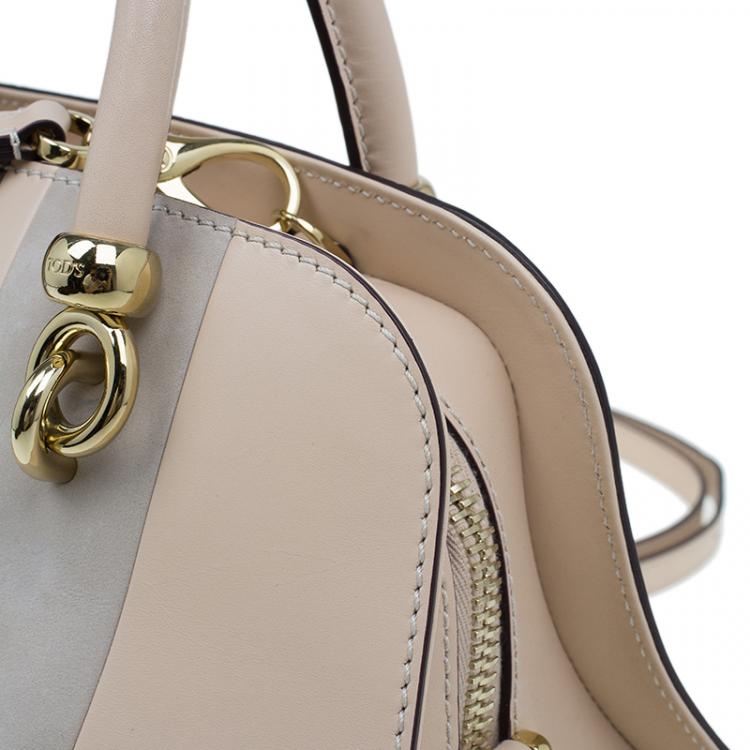 Pre Owned Tod's Beige Leather Small Alo Sella Bauletto Satchel