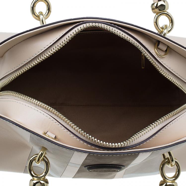 Pre Owned Tod's Beige Leather Small Alo Sella Bauletto Satchel