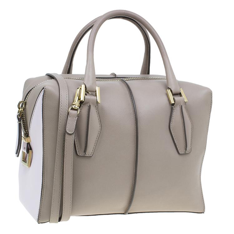 Pre Owned Tod's Beige/Pink Leather Small D-Cube Bowler Bag