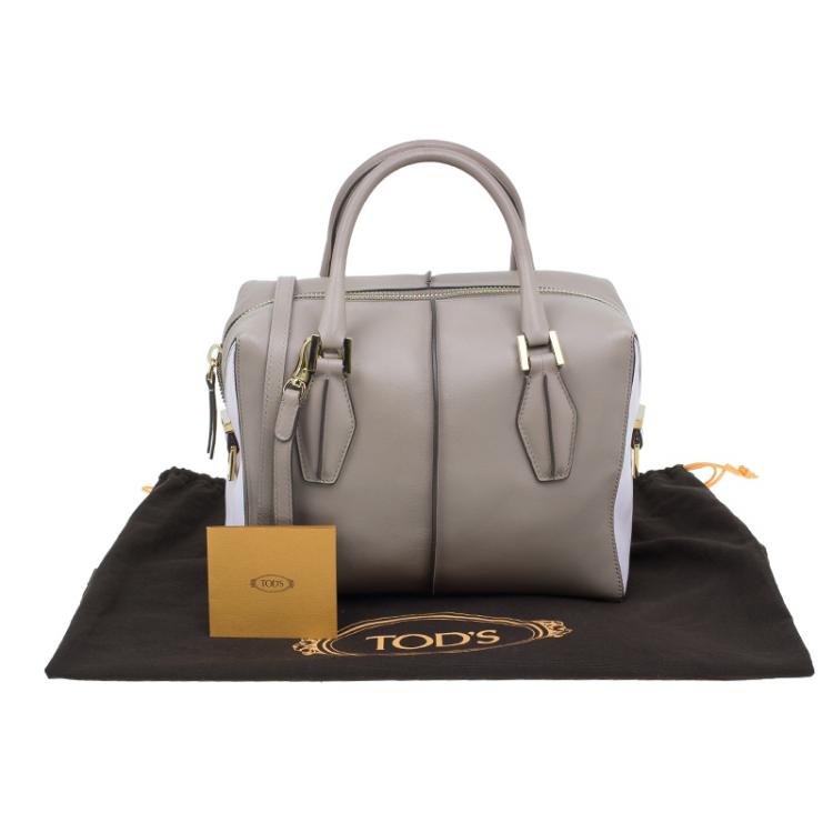 Pre Owned Tod's Beige/Pink Leather Small D-Cube Bowler Bag