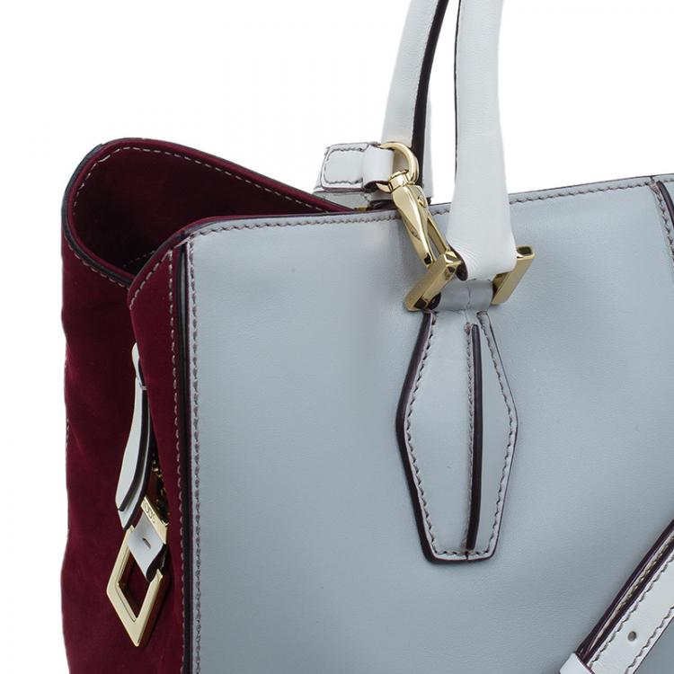 Pre Owned Tod's Grey Bi Color Leather Medium D-Cube Tote Bag