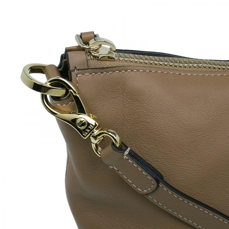 Pre Owned Tod's Beige Leather Small CC Zip Tote Bag