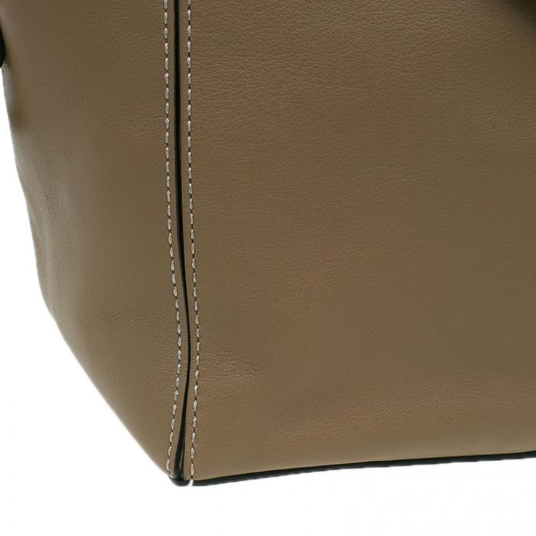 Pre Owned Tod's Beige Leather Small CC Zip Tote Bag