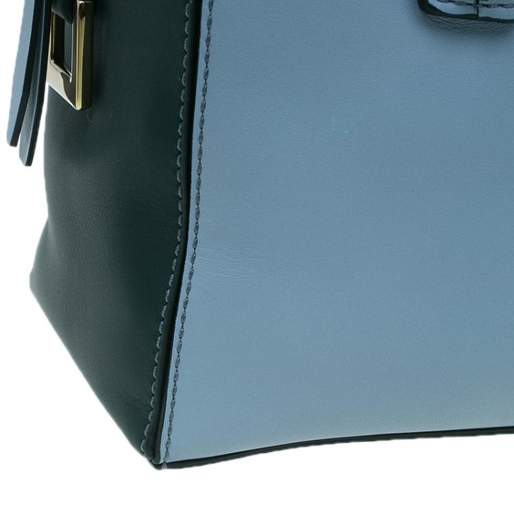 Pre Owned Tod's Carolina Blue/Green Leather Small D-Cube Bowler Bag