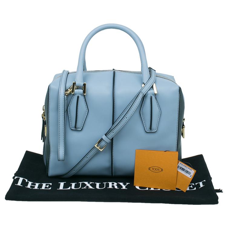 Pre Owned Tod's Carolina Blue/Green Leather Small D-Cube Bowler Bag