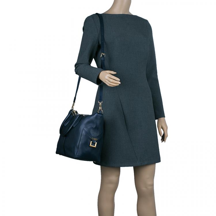 Pre Owned Tod's Dark Blue Leather Small CC Zip Tote Bag