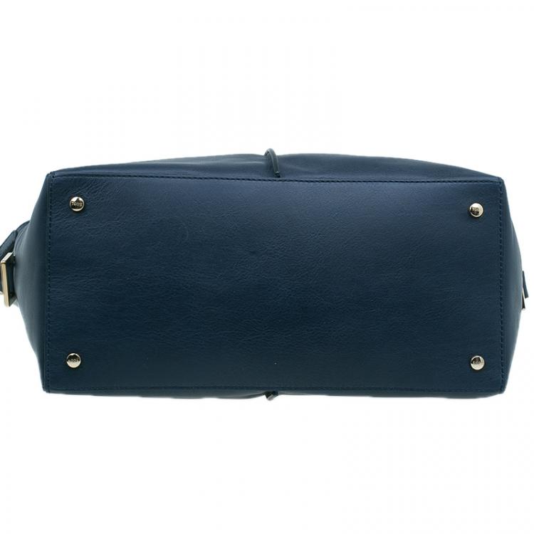 Pre Owned Tod's Dark Blue Leather Small CC Zip Tote Bag