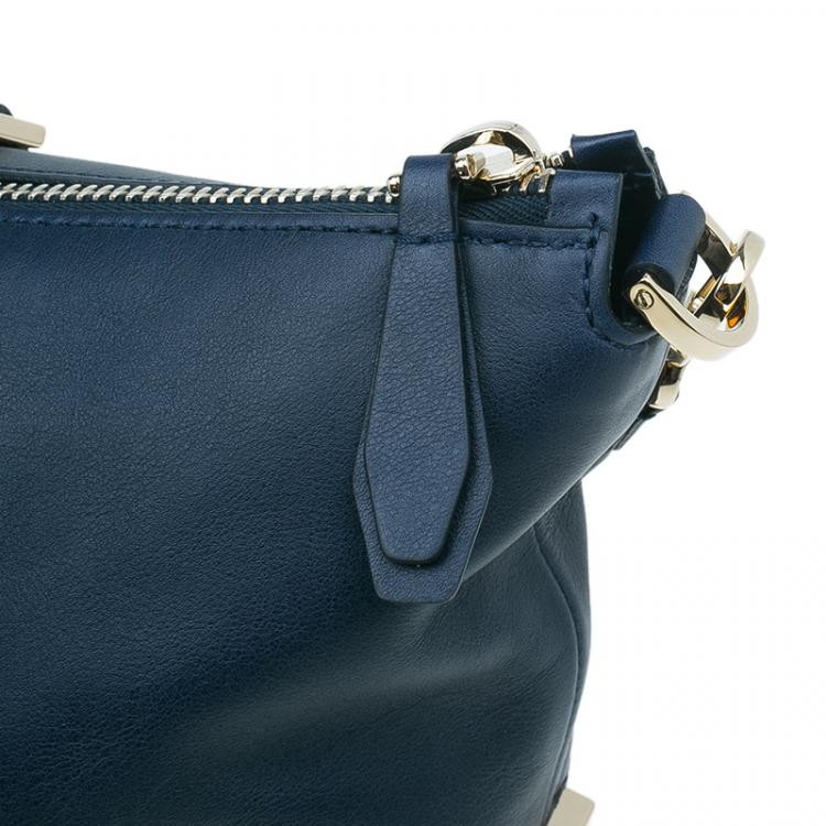Pre Owned Tod's Dark Blue Leather Small CC Zip Tote Bag