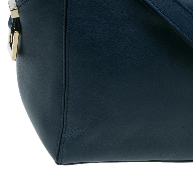 Pre Owned Tod's Dark Blue Leather Small CC Zip Tote Bag