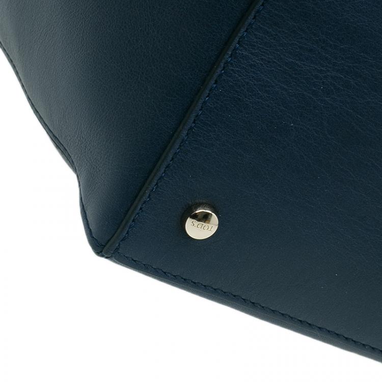 Pre Owned Tod's Dark Blue Leather Small CC Zip Tote Bag