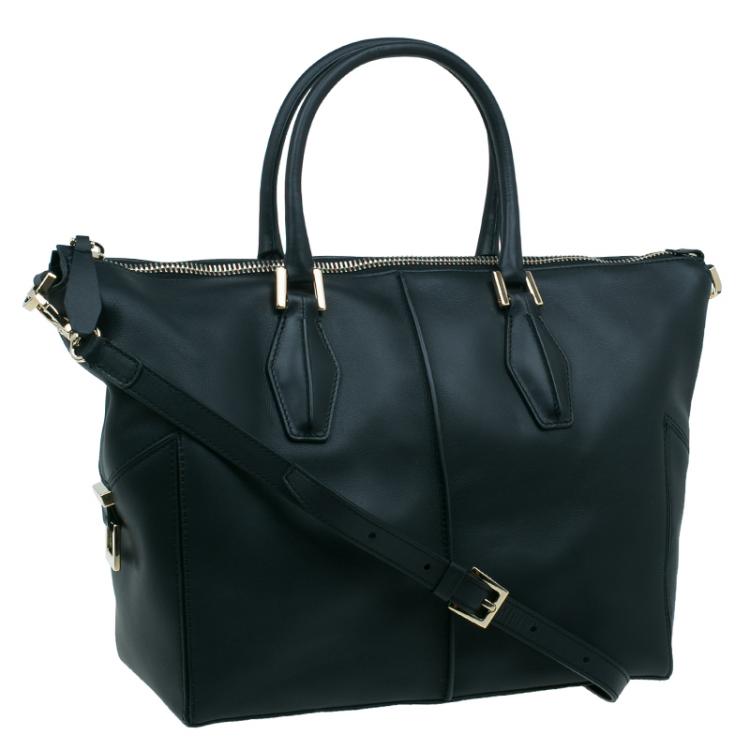 Pre Owned Tod's Black Leather Small CC Zip Tote Bag