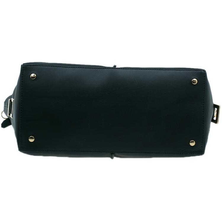 Pre Owned Tod's Black Leather Small CC Zip Tote Bag