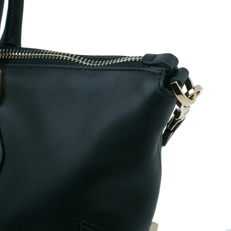 Pre Owned Tod's Black Leather Small CC Zip Tote Bag