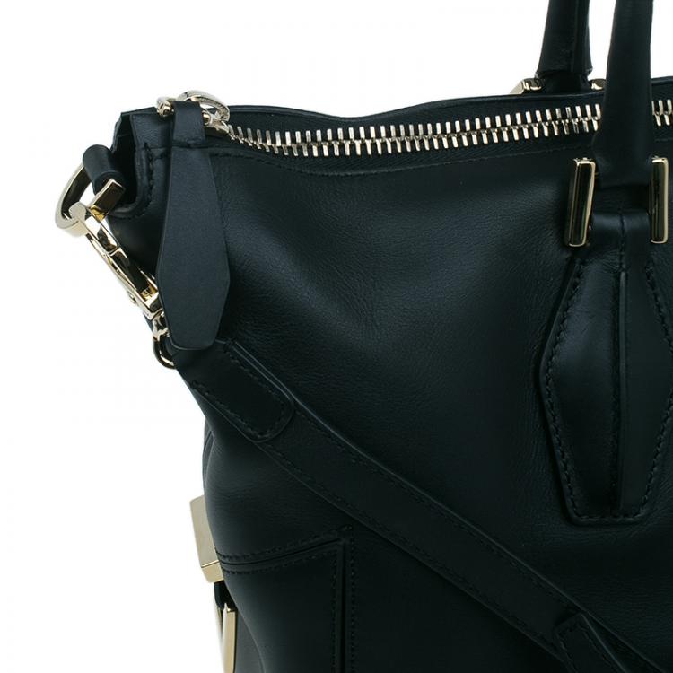 Pre Owned Tod's Black Leather Small CC Zip Tote Bag