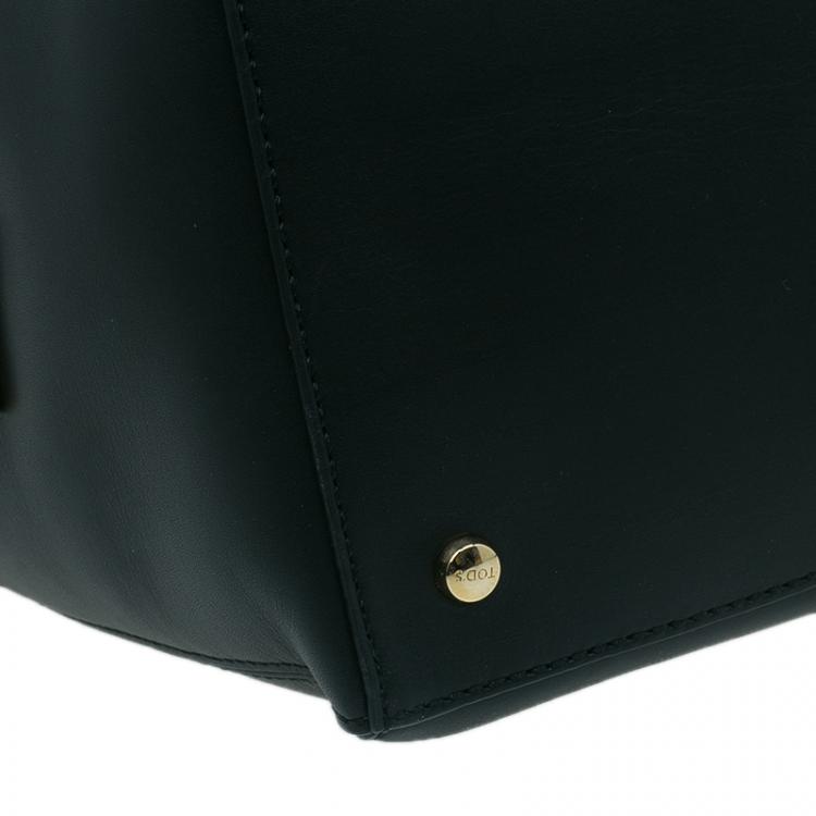 Pre Owned Tod's Black Leather Small CC Zip Tote Bag
