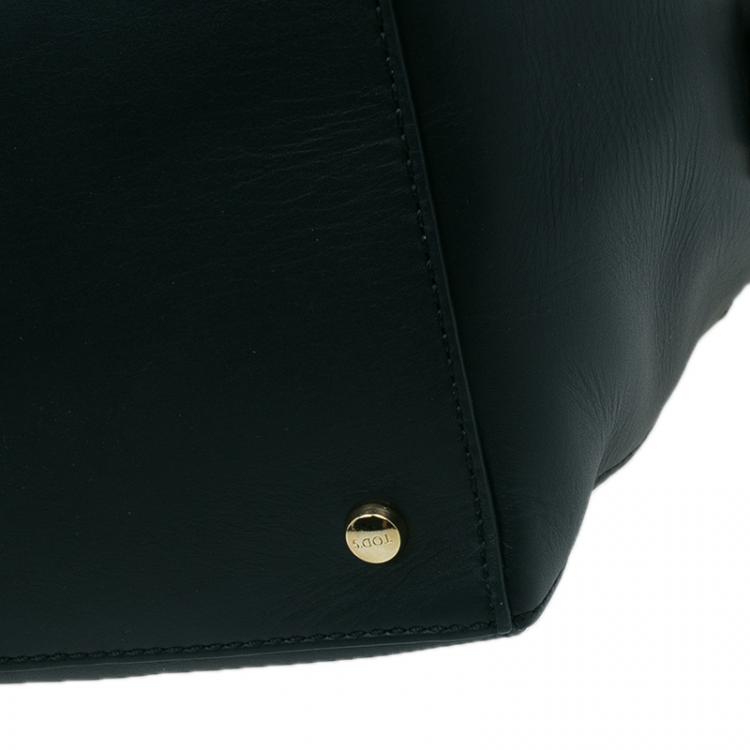 Pre Owned Tod's Black Leather Small CC Zip Tote Bag