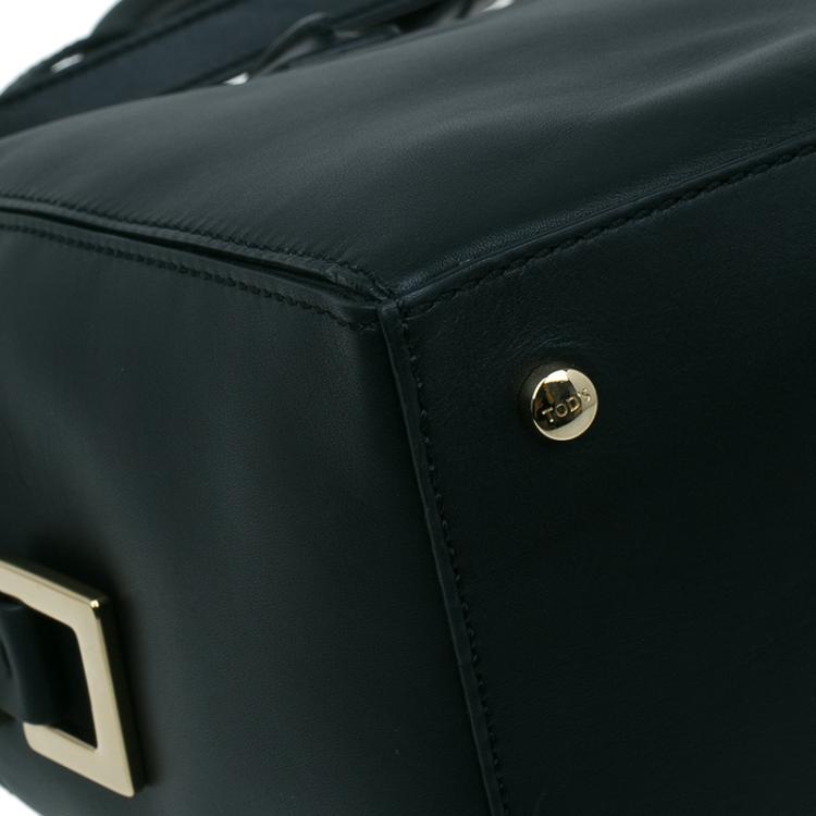 Pre Owned Tod's Black Leather Small CC Zip Tote Bag