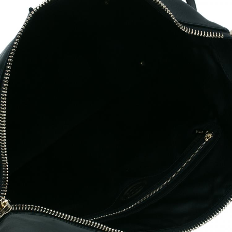 Pre Owned Tod's Black Leather Small CC Zip Tote Bag