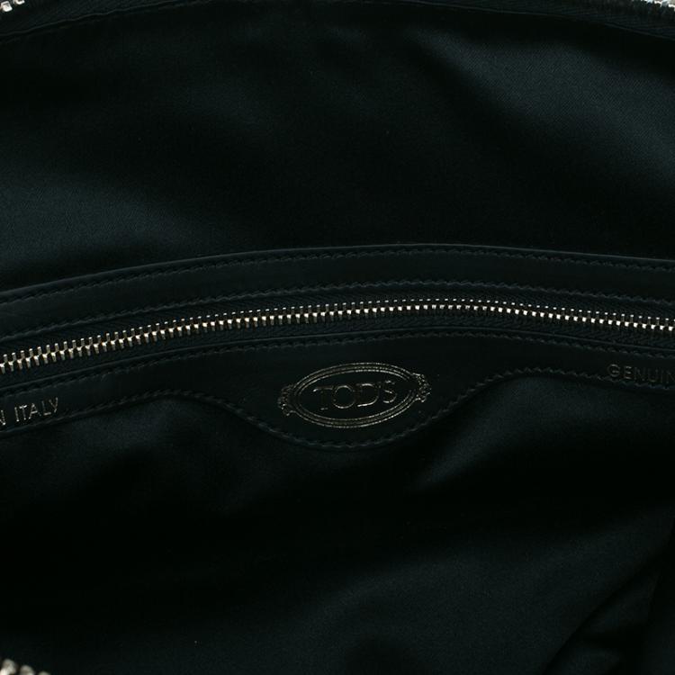 Pre Owned Tod's Black Leather Small CC Zip Tote Bag
