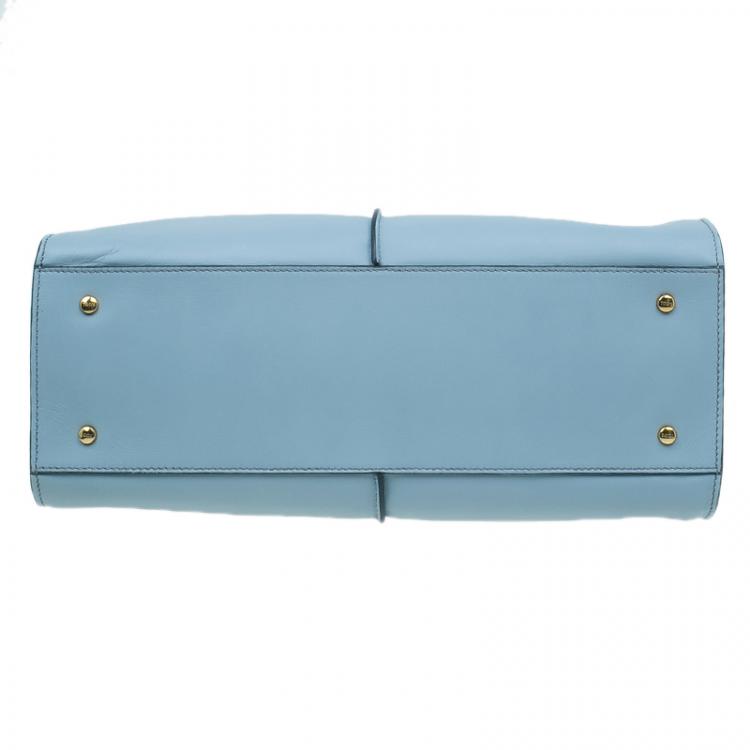 مملوكة مسبقًا Tod's Carolina Blue Leather Medium Double Zip Shopping Tote Bag