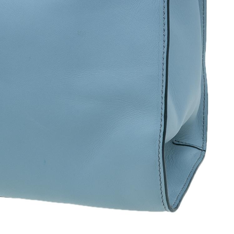 مملوكة مسبقًا Tod's Carolina Blue Leather Medium Double Zip Shopping Tote Bag