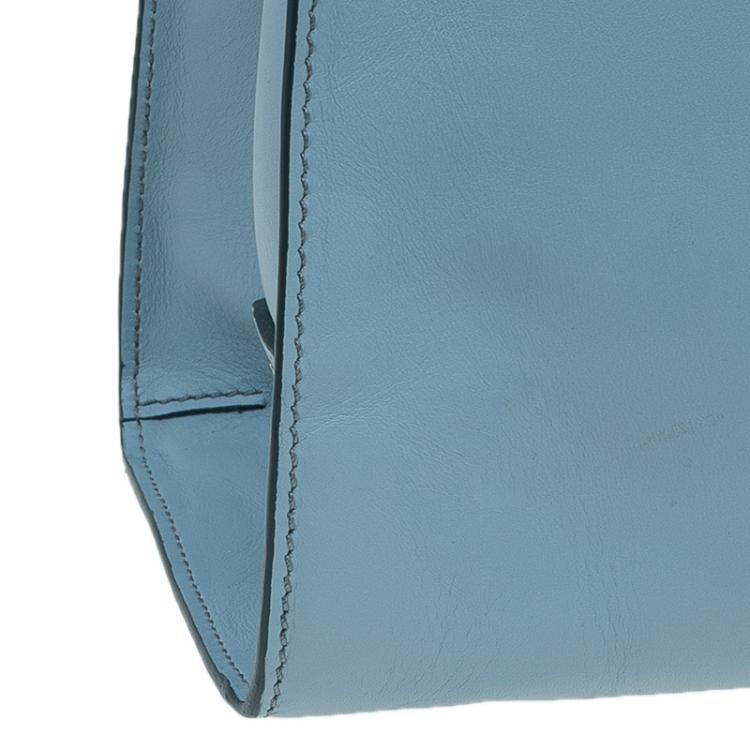 مملوكة مسبقًا Tod's Carolina Blue Leather Medium Double Zip Shopping Tote Bag