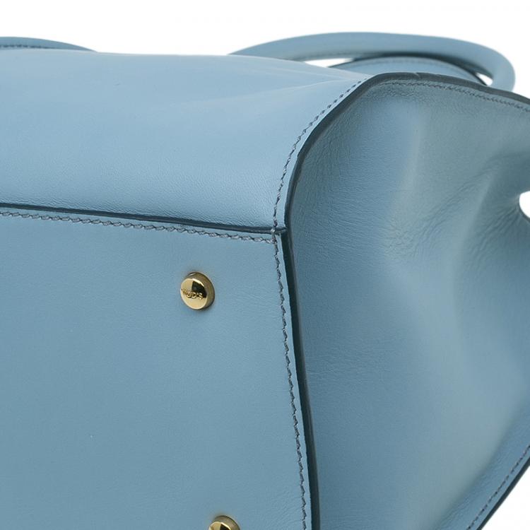 مملوكة مسبقًا Tod's Carolina Blue Leather Medium Double Zip Shopping Tote Bag