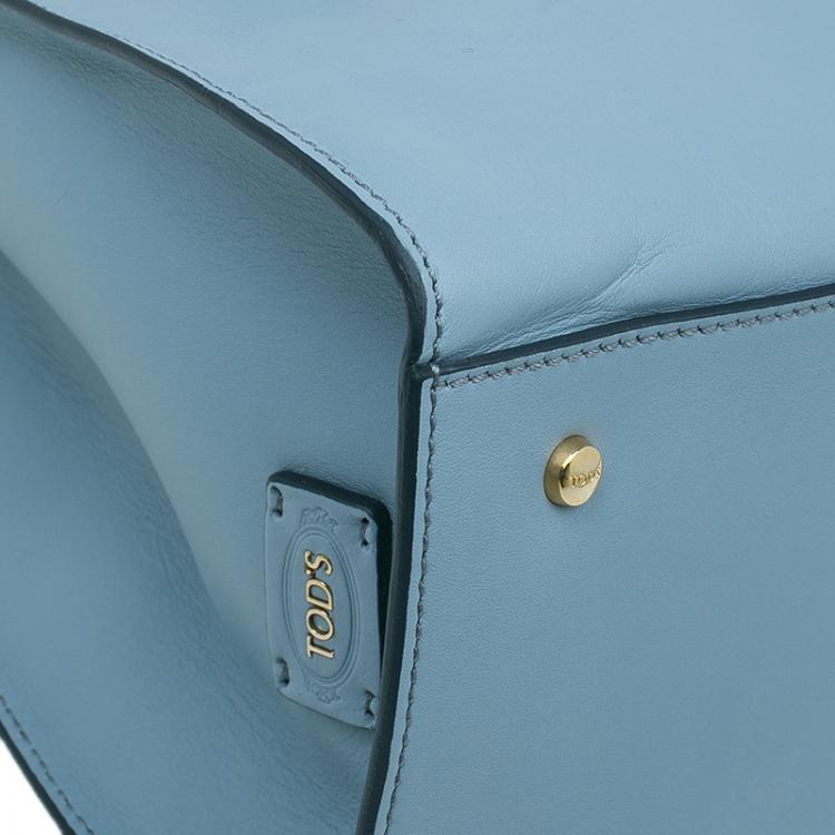 مملوكة مسبقًا Tod's Carolina Blue Leather Medium Double Zip Shopping Tote Bag