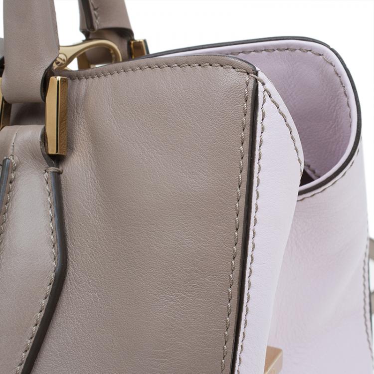 Pre Owned Tod's Beige/Pink Leather Small D-Cube Tote