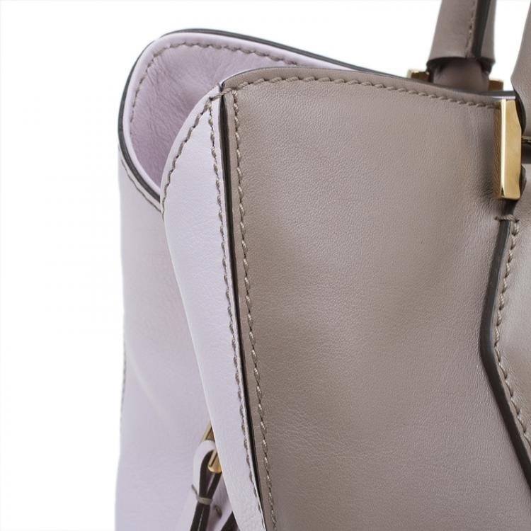 Pre Owned Tod's Beige/Pink Leather Small D-Cube Tote
