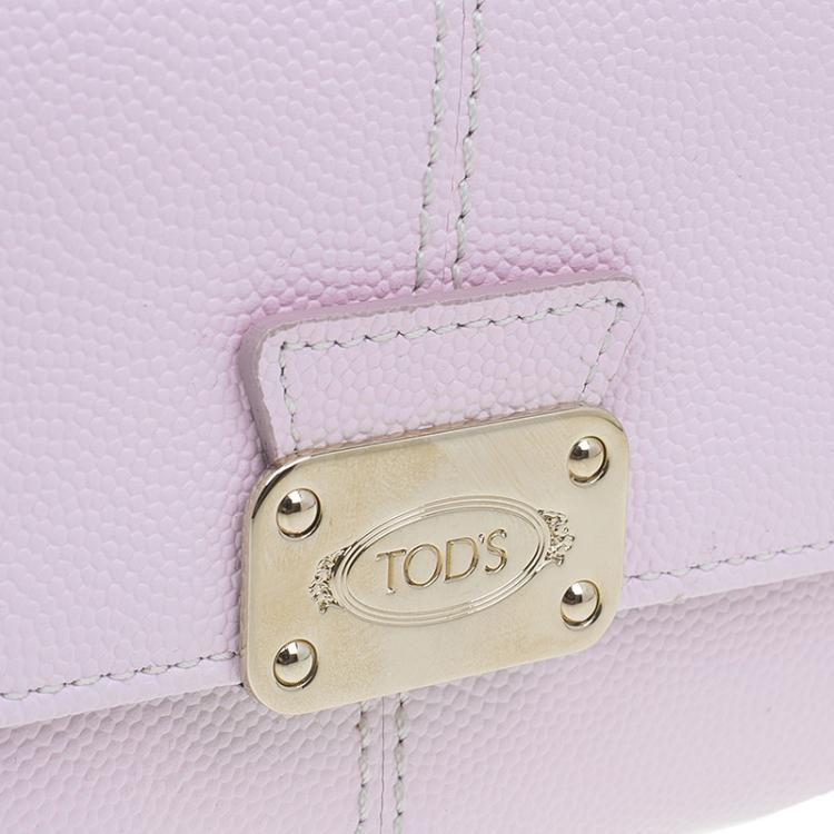 Pre Owned Tod's Light Pink Leather Foldover Logo Wallet