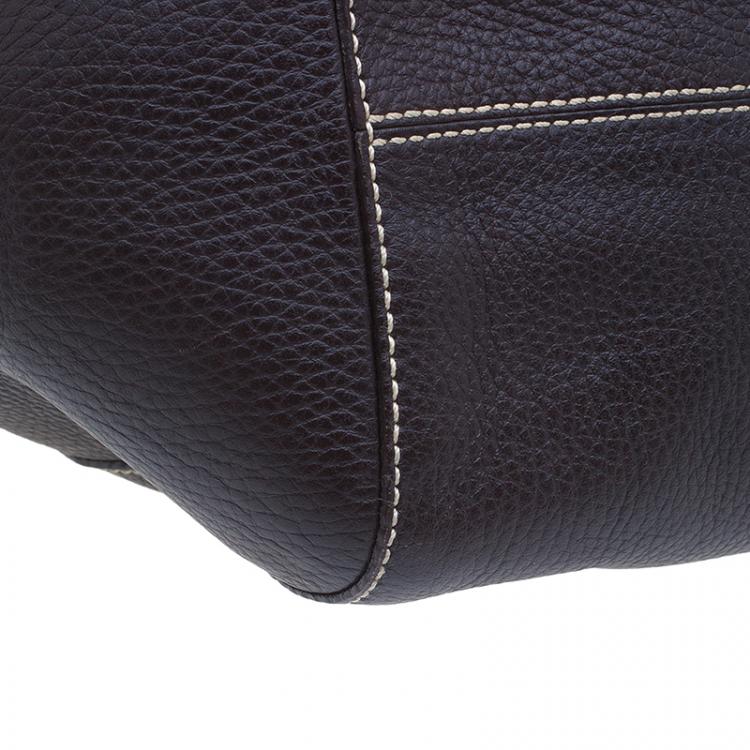 Pre Owned Tod's Chocolate Brown Leather Corniche Wave East West Satchel