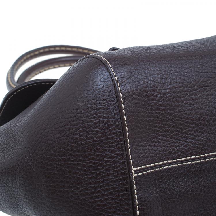 Pre Owned Tod's Chocolate Brown Leather Corniche Wave East West Satchel