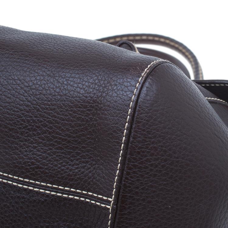 Pre Owned Tod's Chocolate Brown Leather Corniche Wave East West Satchel