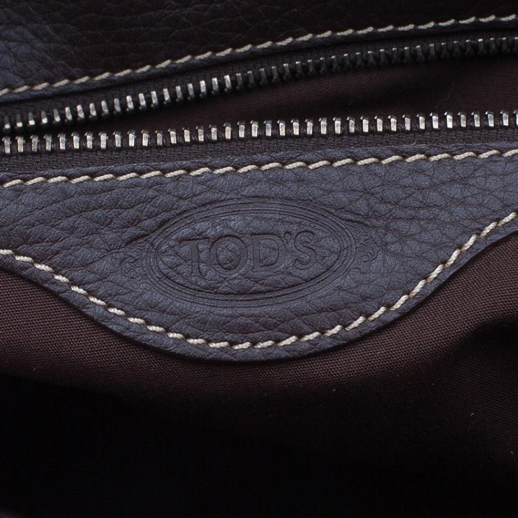 Pre Owned Tod's Chocolate Brown Leather Corniche Wave East West Satchel