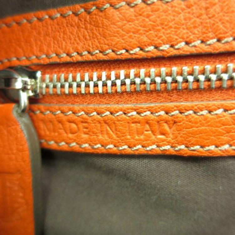 Pre Owned Tod's Orange Leather Bauletto Bowling Bag