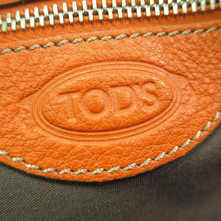 Pre Owned Tod's Orange Leather Bauletto Bowling Bag